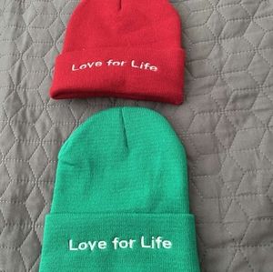 Unbranded knit toque;NEW;available colors-red, green and purple;"Love for Life"